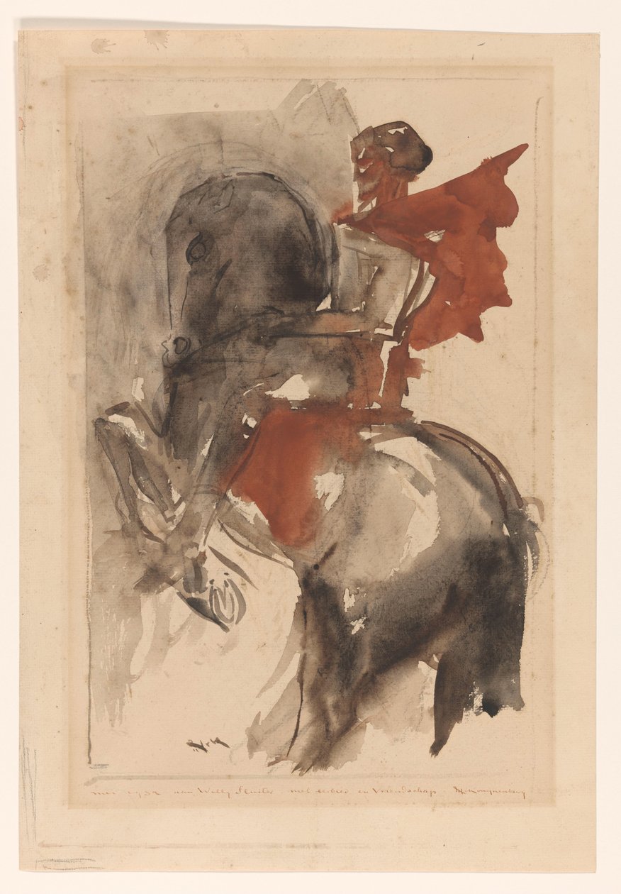 Ridder til hest av Willem van Konijnenburg (signed by artist)