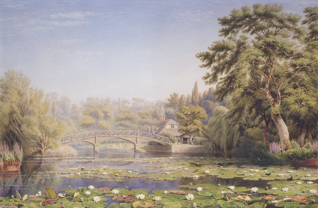 Nuneham Courtenay rustikk bro og hytte, nær Abingdon (wc og kroppsfarge på papir) av Joseph Mallord William Turner