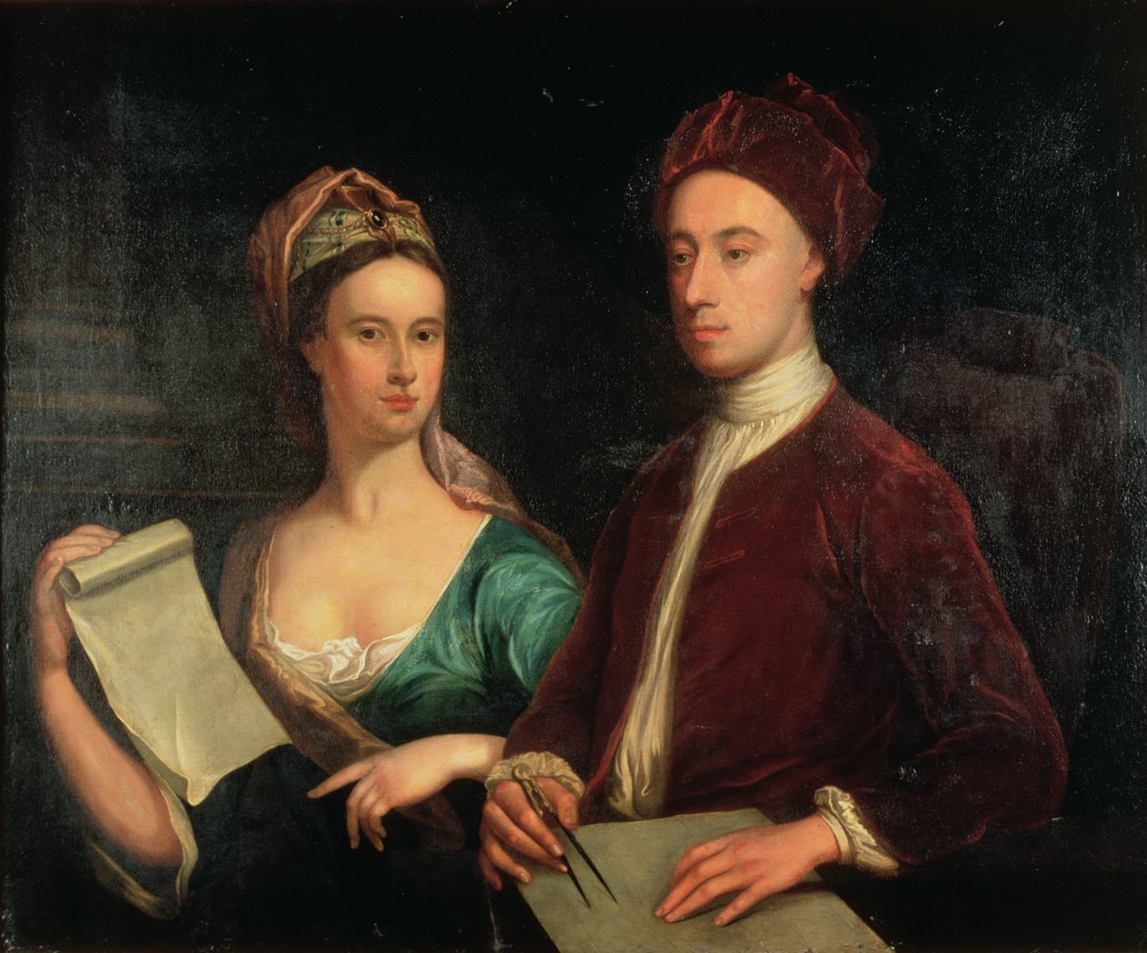 Portrett av Richard Boyle, 3. jarl av Burlington (1695-1753) og hans kone Lady Dorothy Savile (1699-1758) 1723 av William Aikman