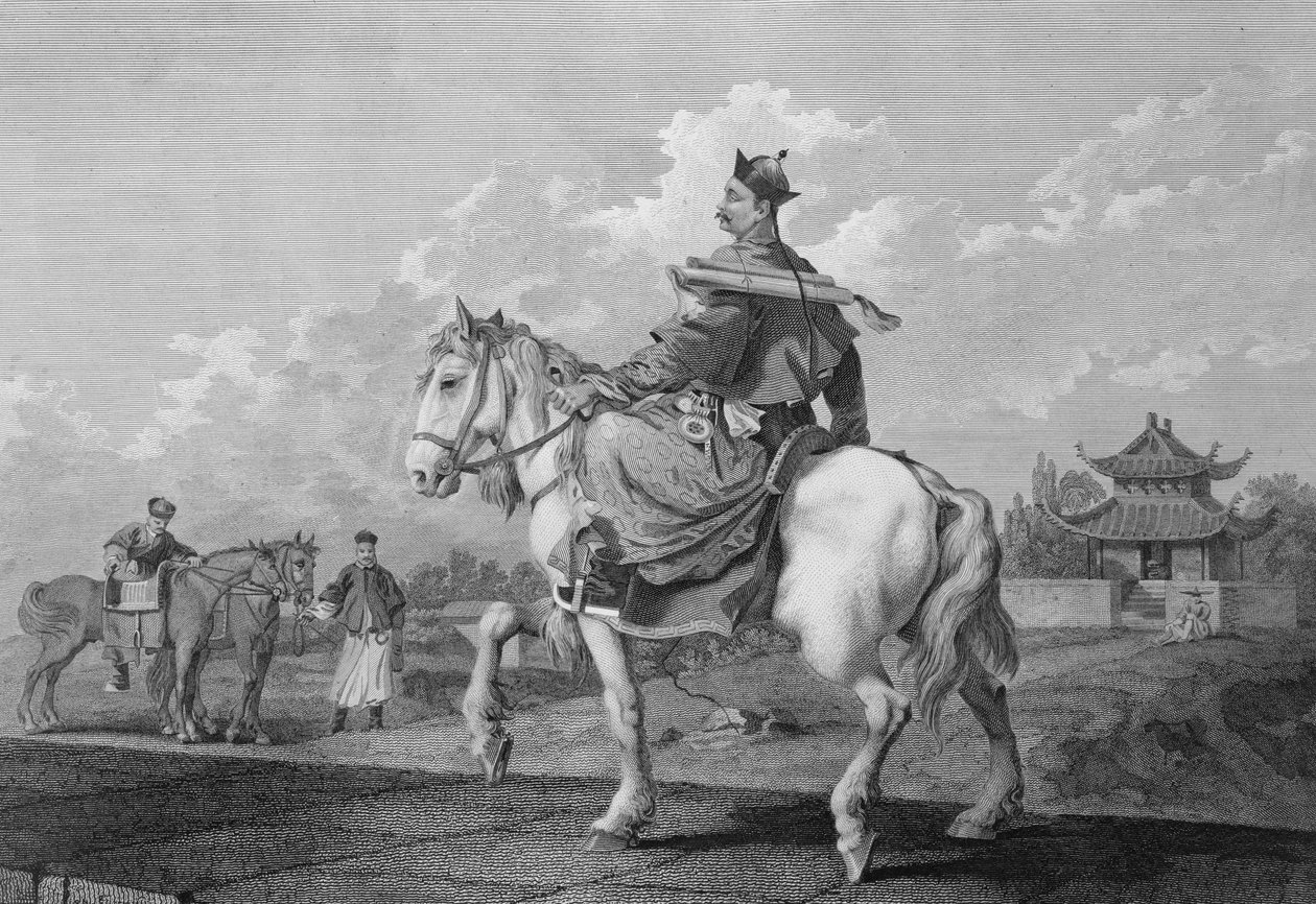 En Quan eller Mandarin som bærer et brev fra keiseren av Kina, gravert av Wilson, pub. av G. Nicol, 1796 av William Alexander