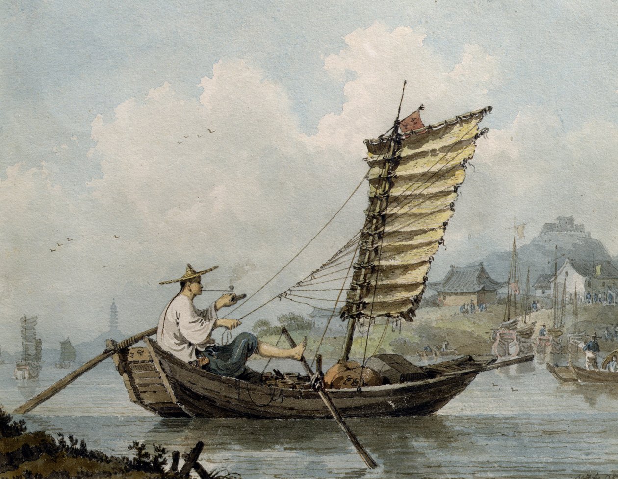 Kinesisk sjømann som røyker i søppelet sitt, 1795 (wc) av William Alexander