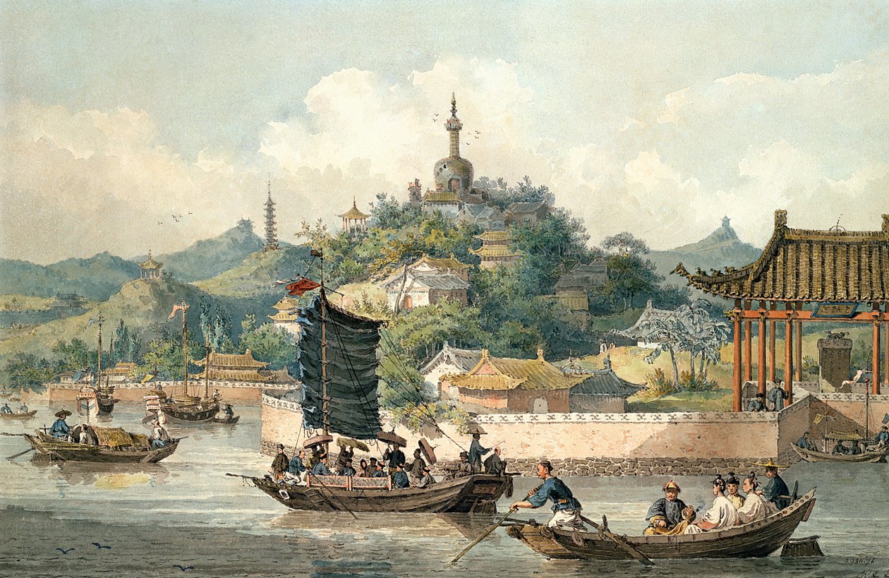 Keiser av Kinas hager, keiserpalasset, Peking, 1793 av William Alexander