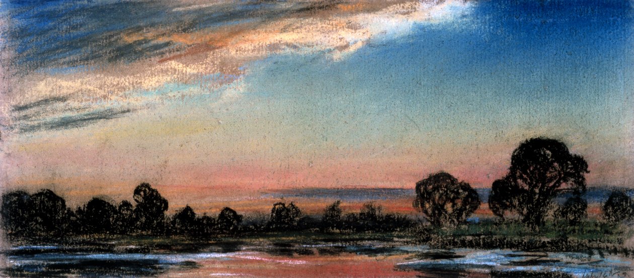 Afterglow en time etter offisiell solnedgangstid, Chelsea, 14. juli 1886 av William Ascroft