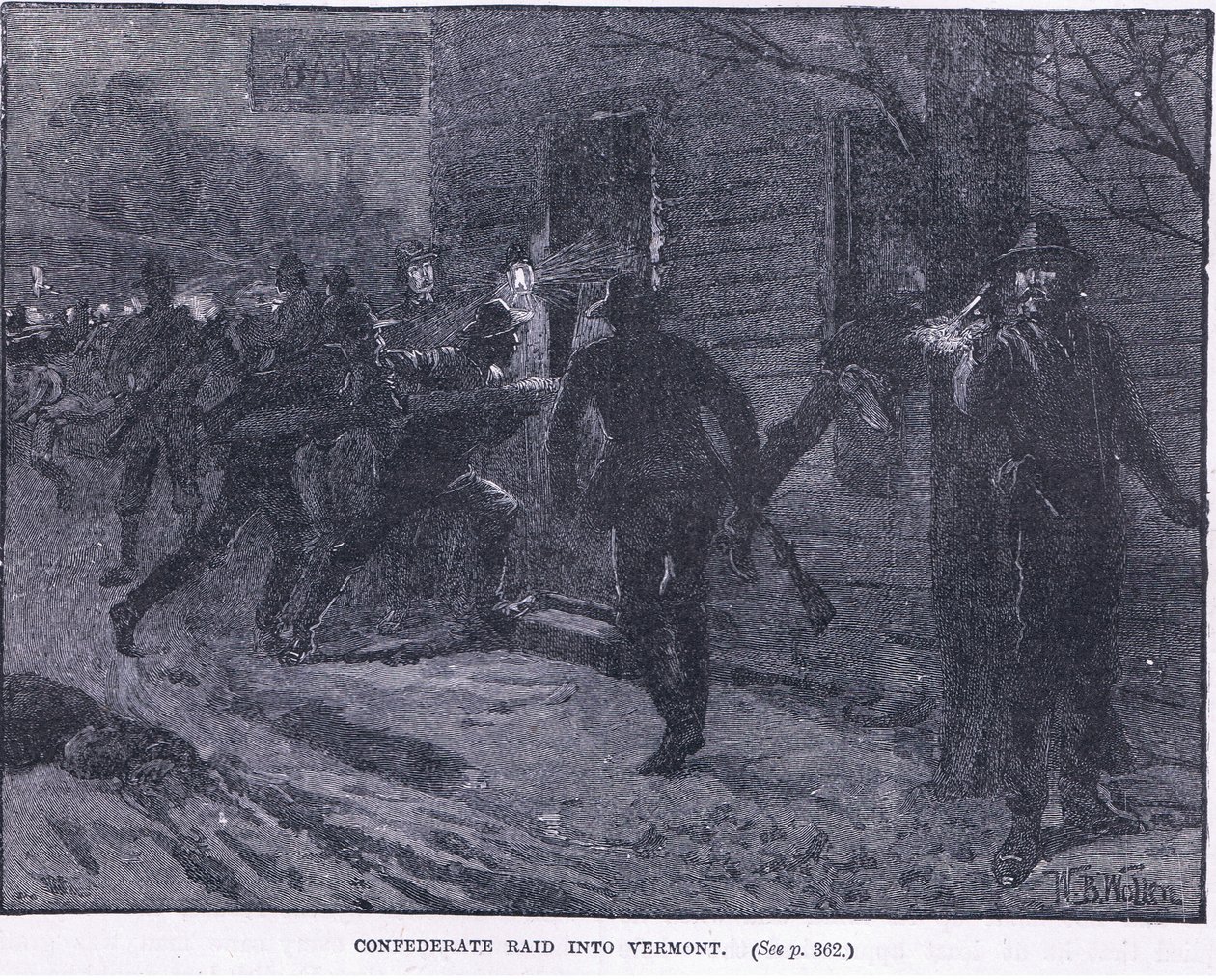 Konføderert raid inn i Vermont 1865 e.Kr av William Barnes Wollen