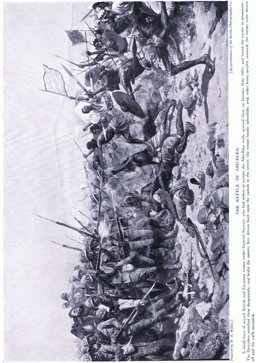Slaget ved Abu-Klea 16. januar 1885 e.Kr., ca. 1920 av William Barnes Wollen