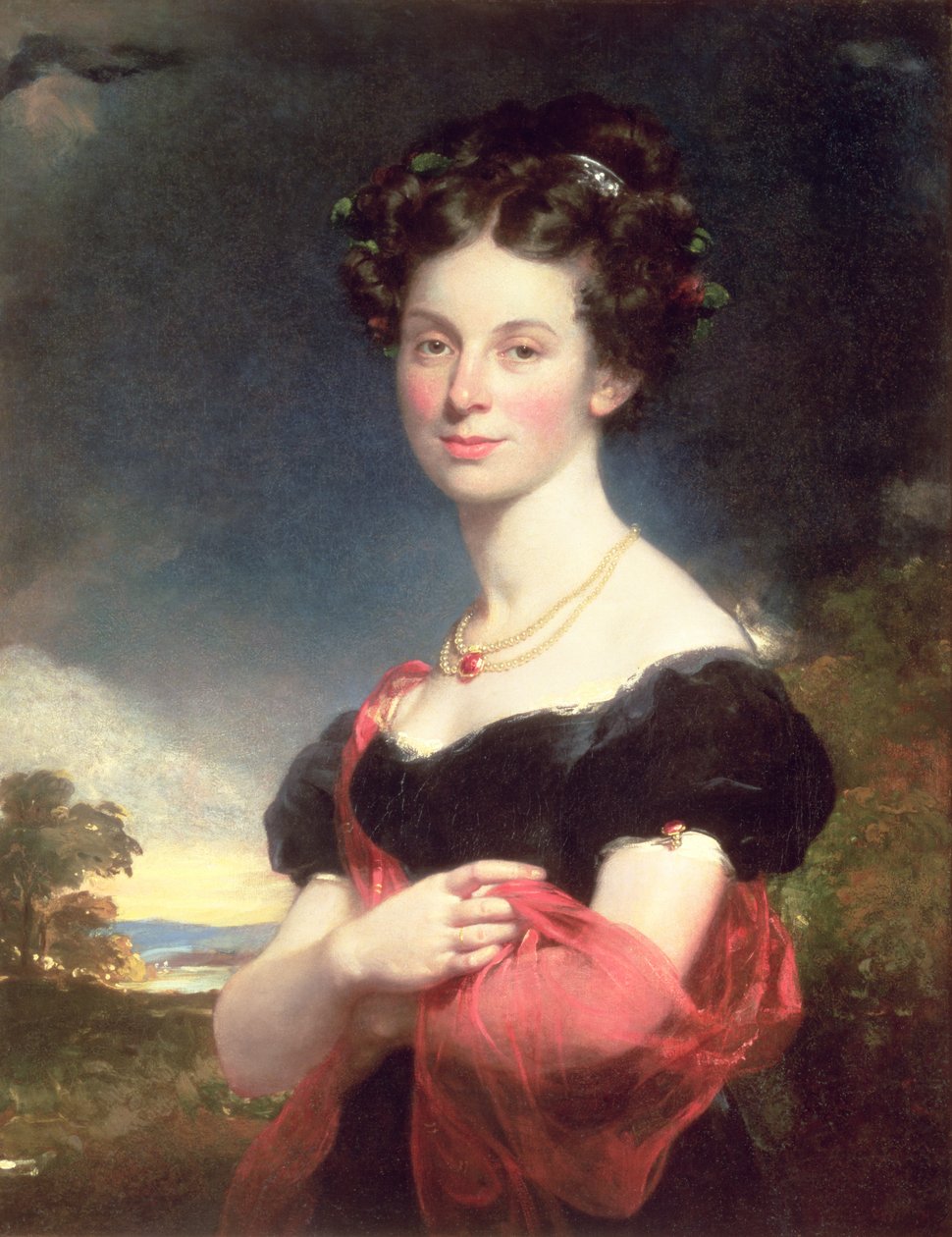 Portrett av en dame i en svart kjole, 1825 av William Beechey