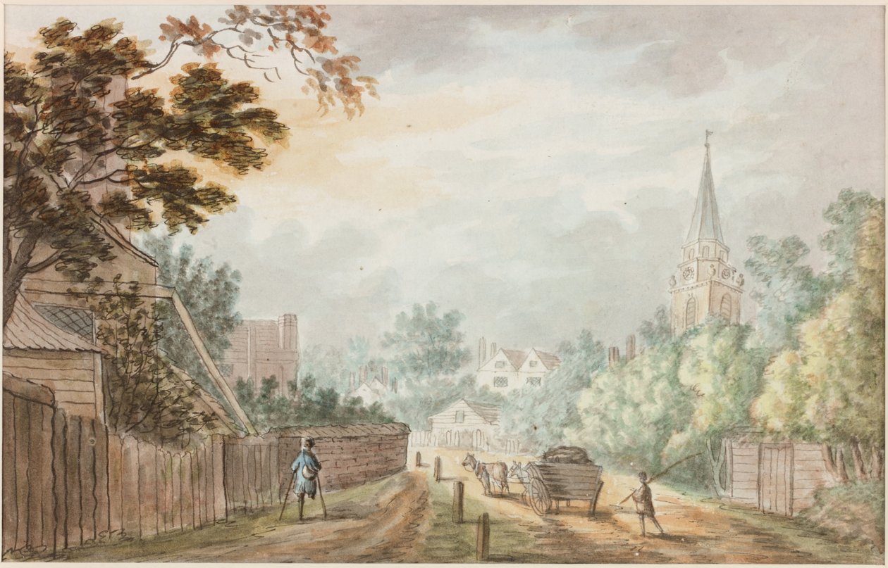 A View in the Lane nær Battersea Fields (blyant og akvarell på papir) av William Beilby