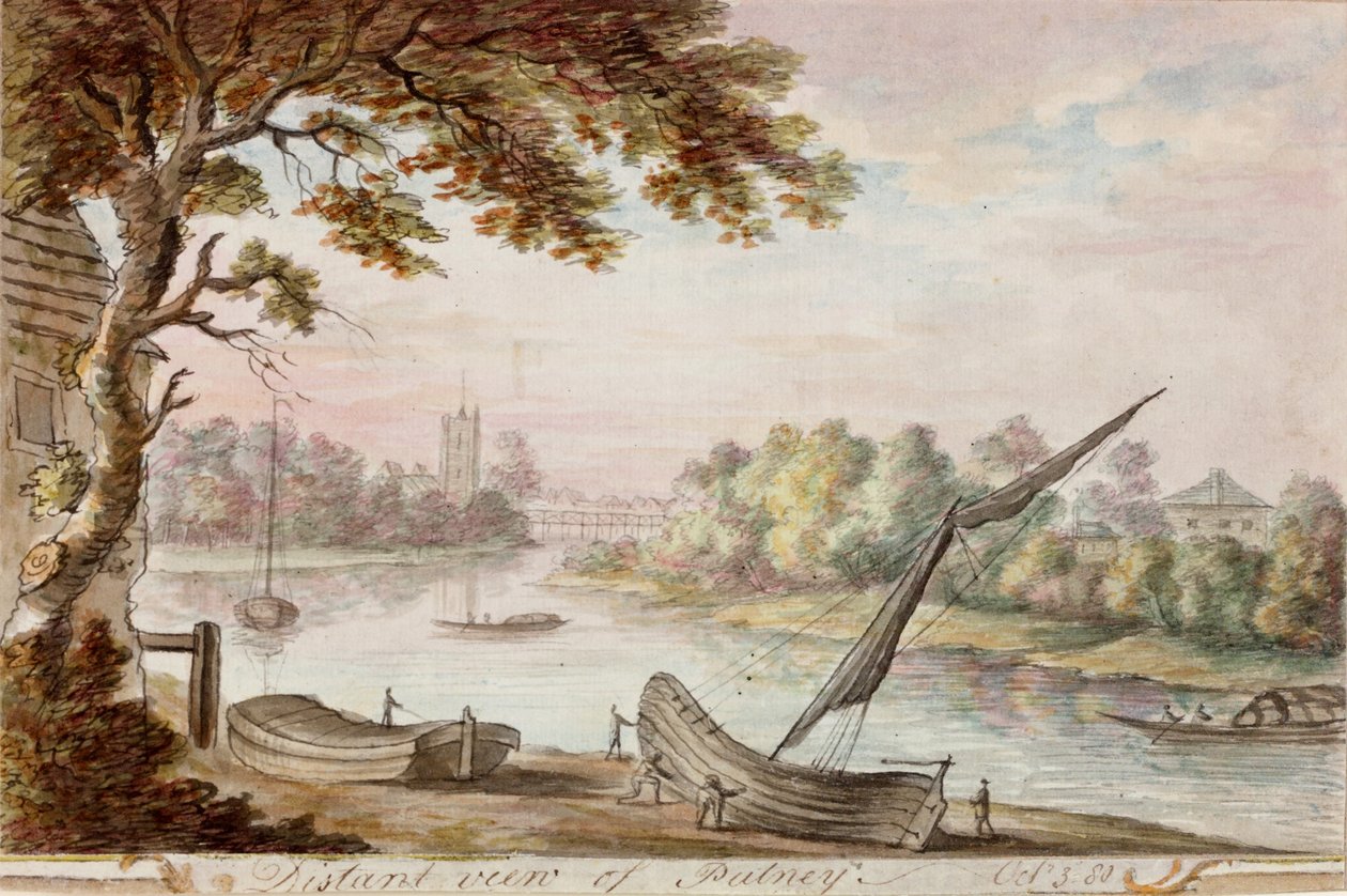 Distant View of Putney (blyant og akvarell på papir) av William Beilby
