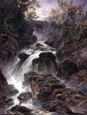 Bro og foss nær Capel Curig av William James Bennett
