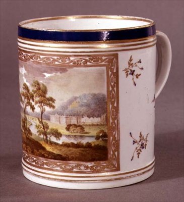 Pinxton-krus, malt med utsikt over Chatsworth, ca. 1800 (porselen) av William Billingsley