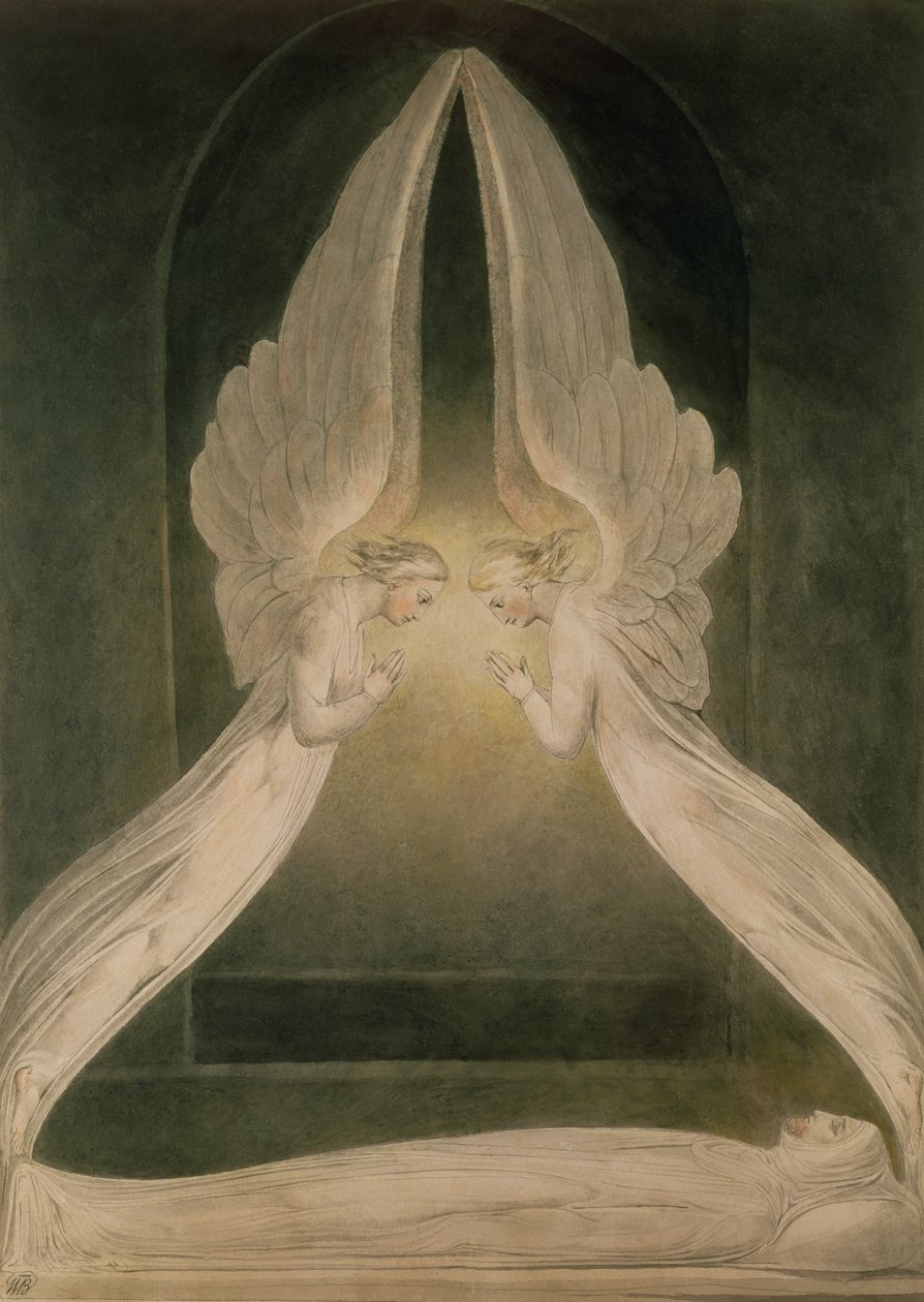 Kristus i graven, bevoktet av engler av William Blake
