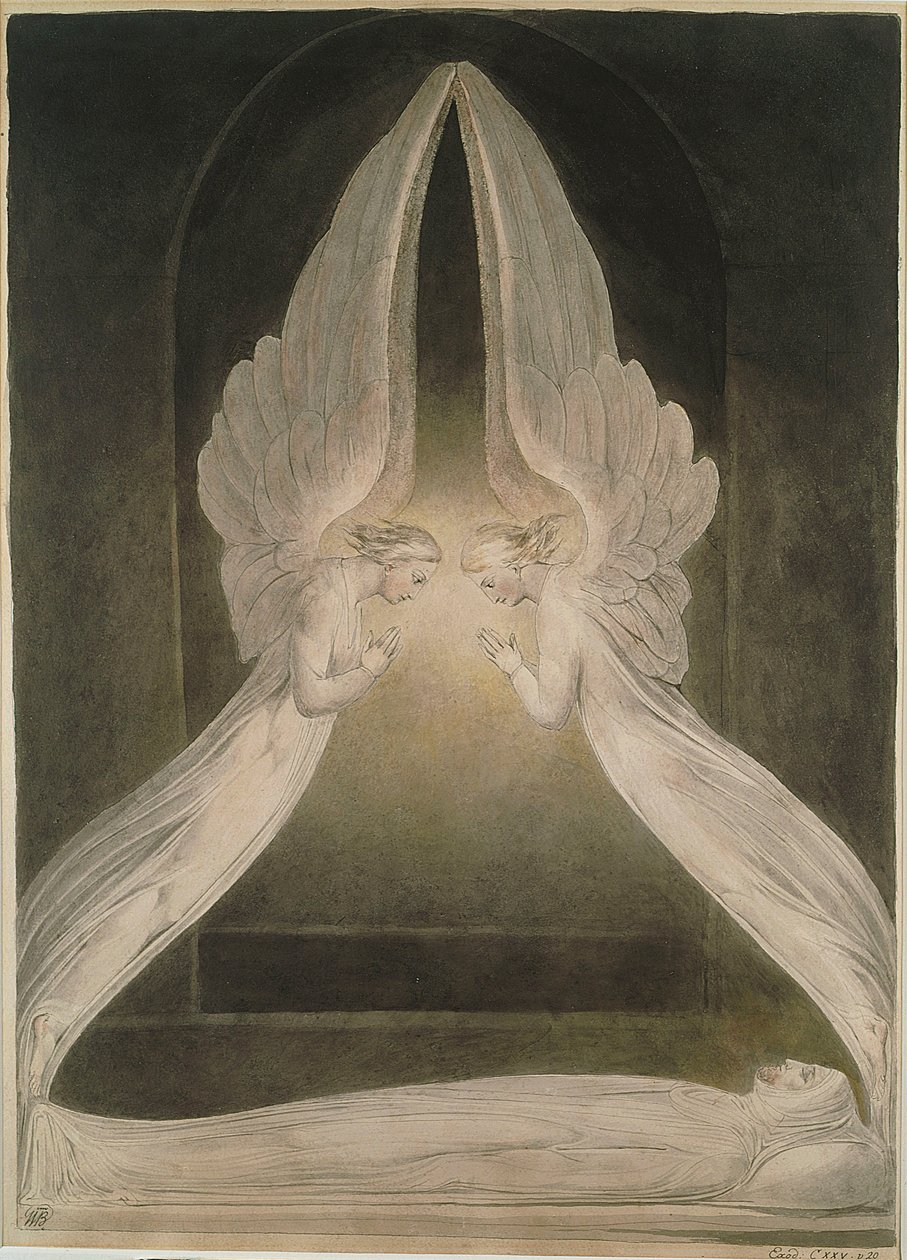 Kristus i graven, voktet av engler av William Blake