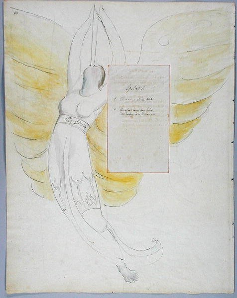 Epitafium over Mrs. Clarke, design 102 fra The Poems of Thomas Gray, 1797-98 (wc med penn og blekk på papir) av William Blake