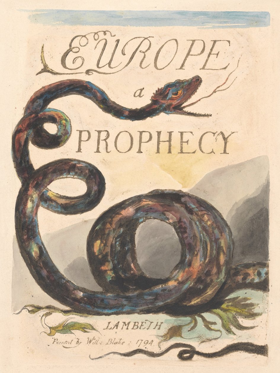 Europa. En profeti, plate 2, tittelside av William Blake