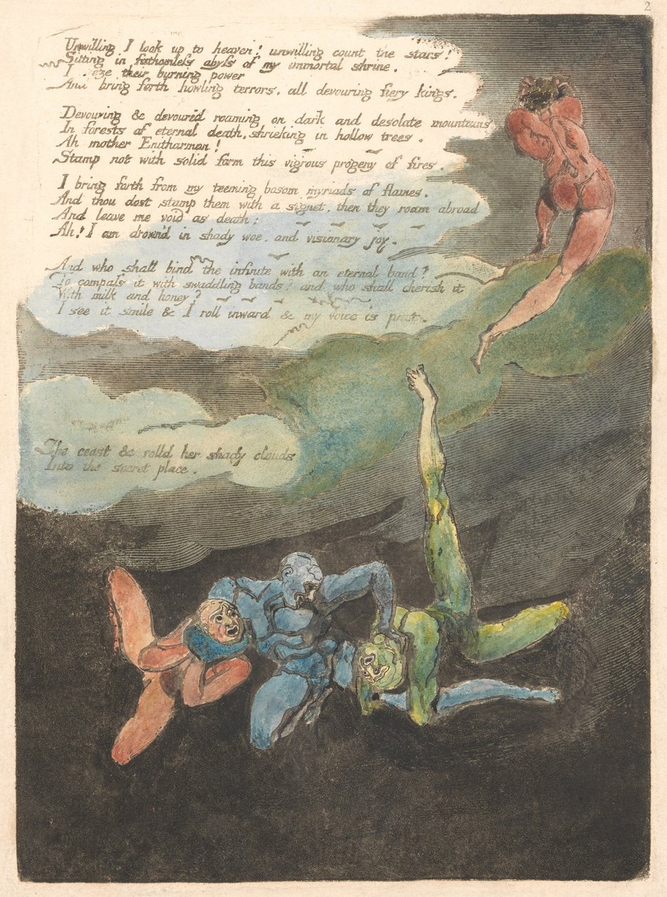 Europa. En profeti, plate 4, uvillig, jeg ser opp. . . . (Bentley 5) av William Blake