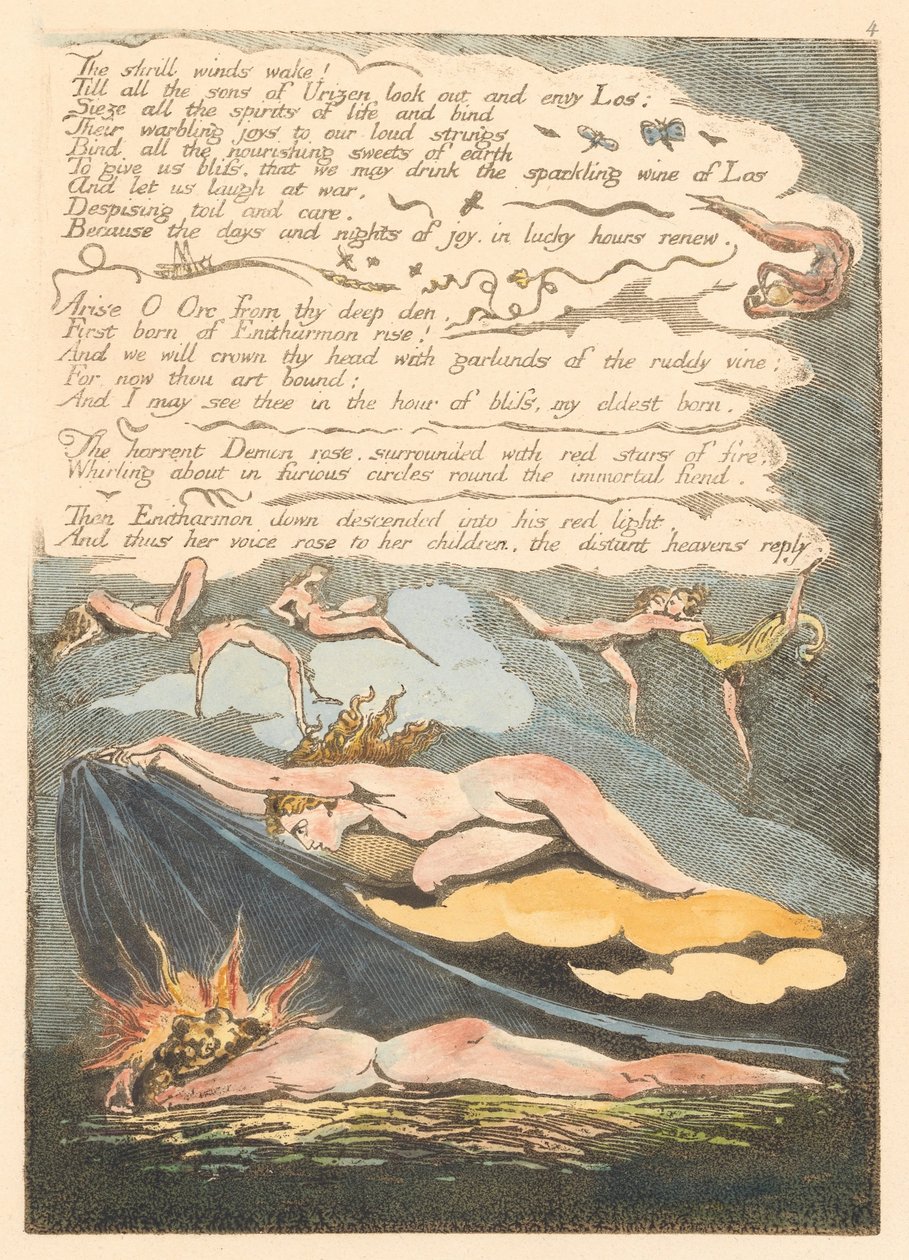 Europa. En profeti, plate 6, De skingrende vindene våkner. . . . (Bentley 7) av William Blake