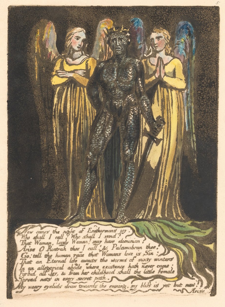 Europa. En profeti, plate 7, nå kommer natten. . . . (Bentley 8) av William Blake