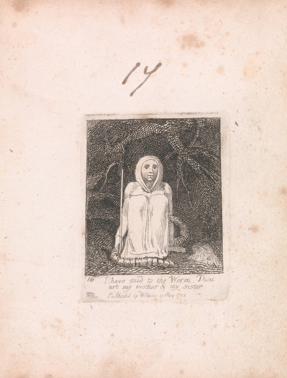 For barn. Paradisets porter, plate 18, har jeg sagt til ormen. . . . av William Blake
