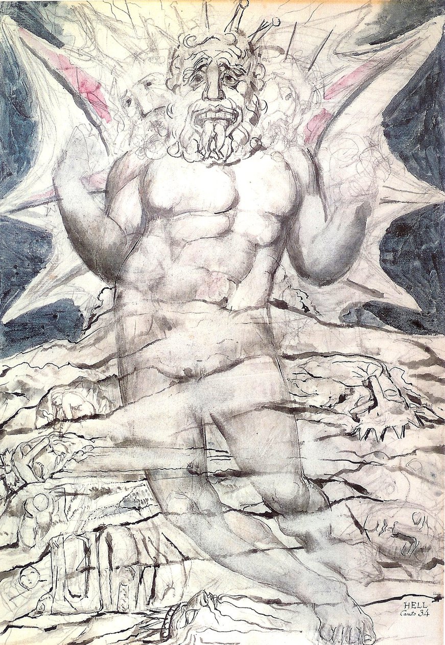 Helvete, canto 34: Lucifer av William Blake