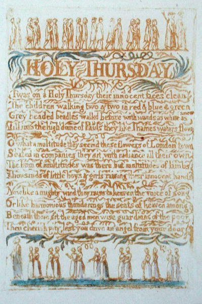 Holy Thursday, plate 23 fra Songs of Innocence, 1789 (relieff etsing med wc) av William Blake