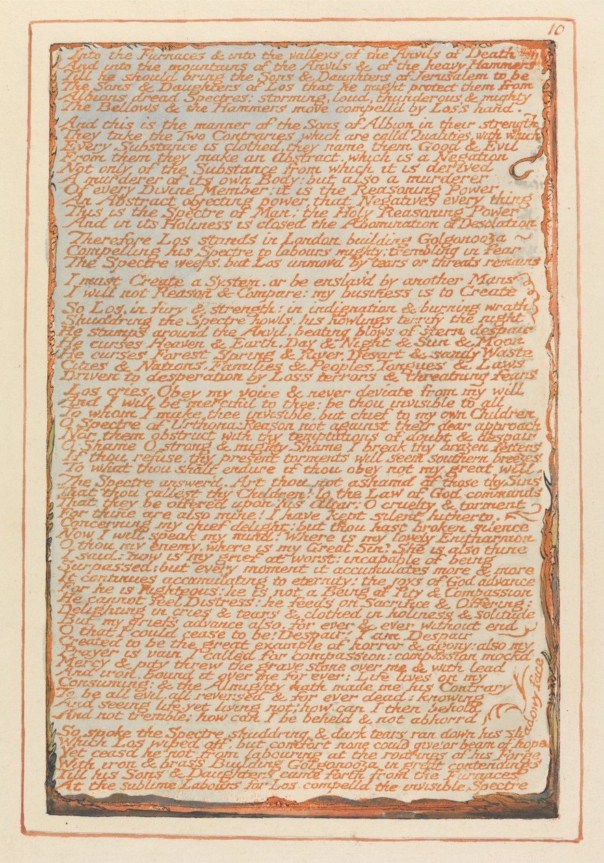 Jerusalem, plate 10, inn i ovnene .... av William Blake