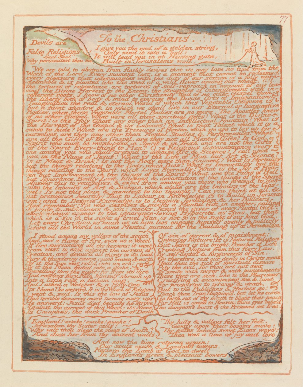 Jerusalem, plate 77, til de kristne .... av William Blake
