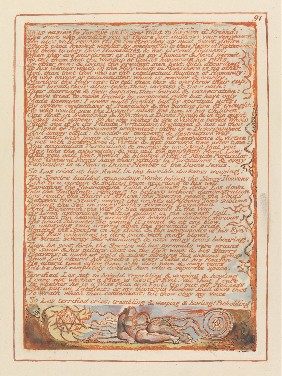 Jerusalem, plate 91, Det er lettere å tilgi en fiende .... av William Blake
