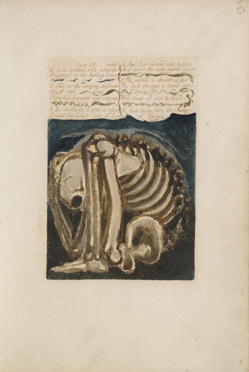Los slått av forbauselse..., plate 12 fra The First Book of Urizen, 1794 (fargetrykt relieff etsing med blekk og wc) av William Blake