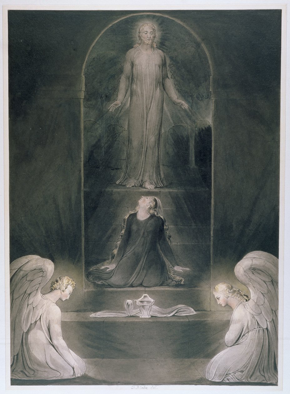 Maria Magdalena ved graven, ca. 1805 (wc og penn og svart blekk på papir) av William Blake