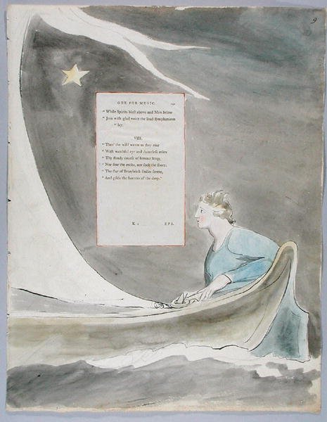 Ode for Music, design 101 for The Poems of Thomas Gray, 1797-98 (wc med penn og blekk på papir) av William Blake