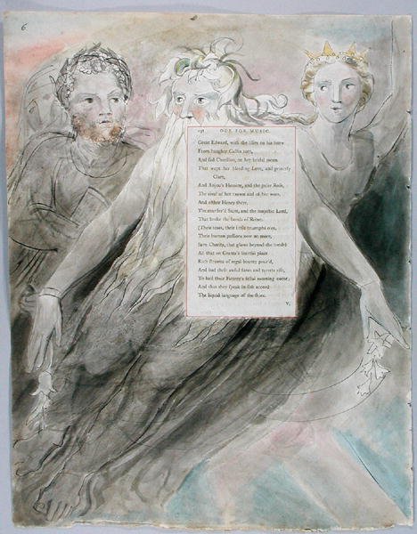 Ode for Music, design 98 fra The Poems of Thomas Gray, 1797-98 (wc med penn og blekk på papir) av William Blake