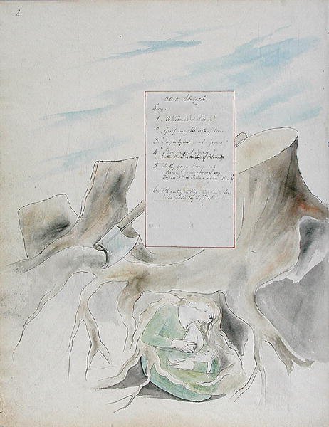 Ode to Adversity, design 36 fra The Poems of Thomas Gray, 1797-98 (wc med penn og svart blekk på papir) av William Blake