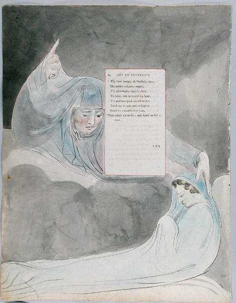 Ode to Adversity, design 40 fra The Poems of Thomas Gray, 1797-98 (wc med penn og svart blekk på papir) av William Blake