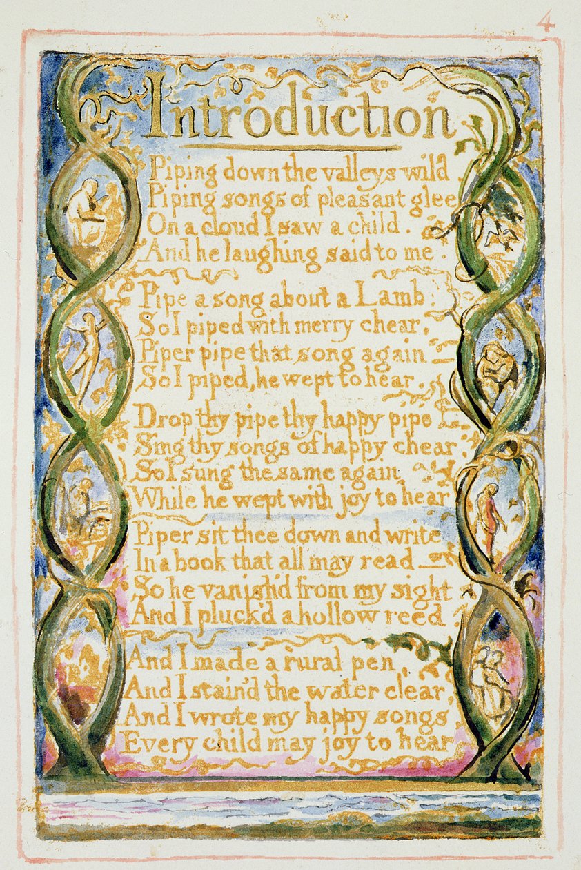 S.125-1950.pt30 Introduksjon til Songs of Experience: plate 30 fra Songs of Innocence and of Experience (kopi AA) c.1815-26 (etsing, blekk og wc) av William Blake