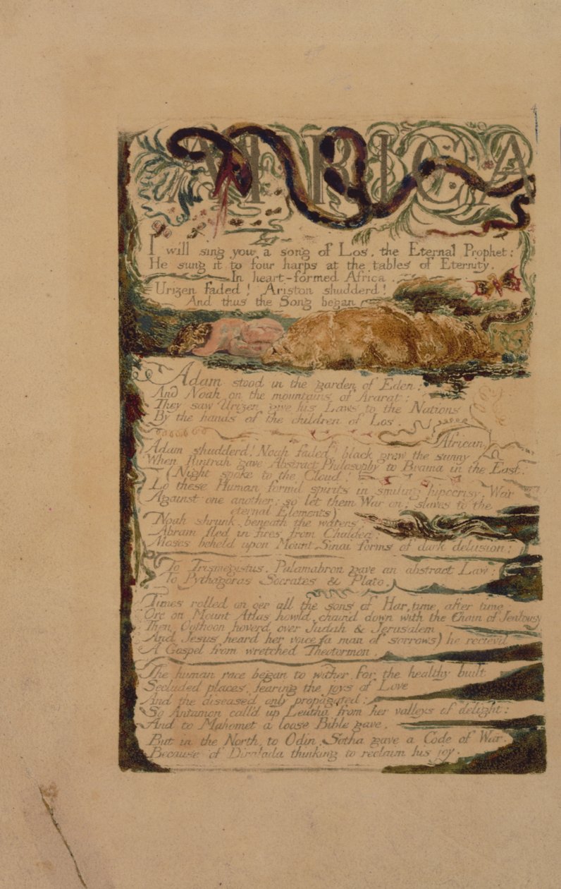 Plate 3 fra The Song of Los, kopi B, i samlingen til Library of Congress. av William Blake