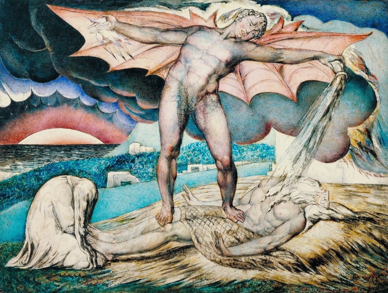 Satan slår jobb med såre byller av William Blake