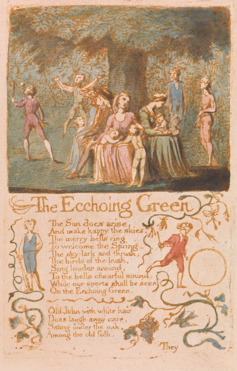 Songs of Innocence, Plate 10, The Ecchoing Green (Bentley 6) av William Blake