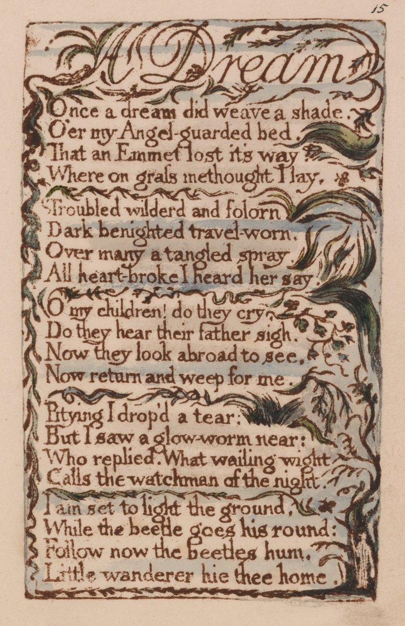 Songs of Innocence and of Experience, Plate 15, A Dream (Bentley 26) av William Blake