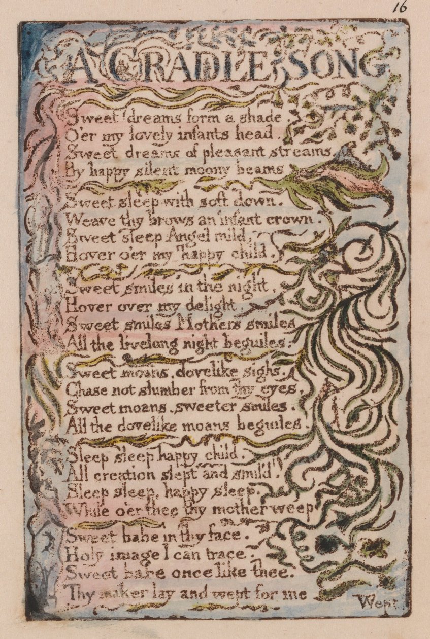 Songs of Innocence and of Experience, Plate 16, A Cradle Song (Bentley 16) av William Blake