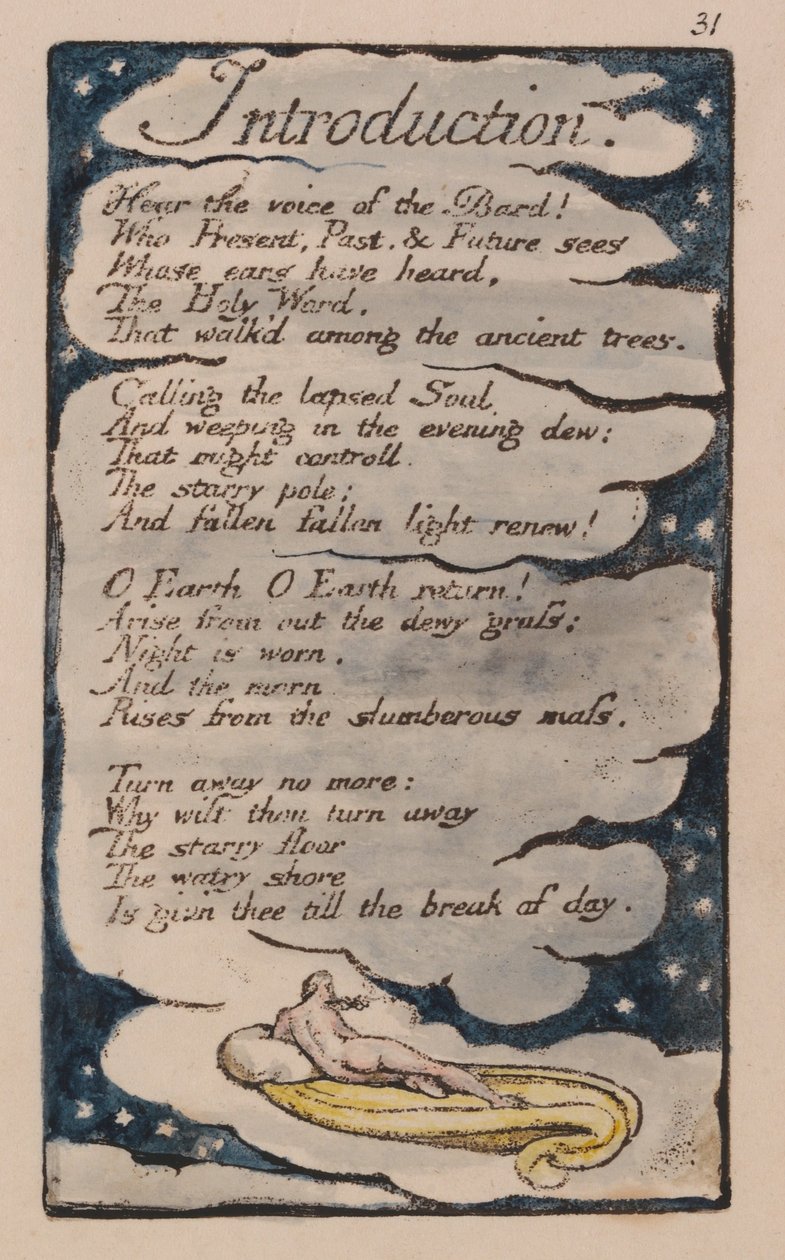 Songs of Innocence and of Experience, Plate 31, Introduction (Bentley 30) av William Blake
