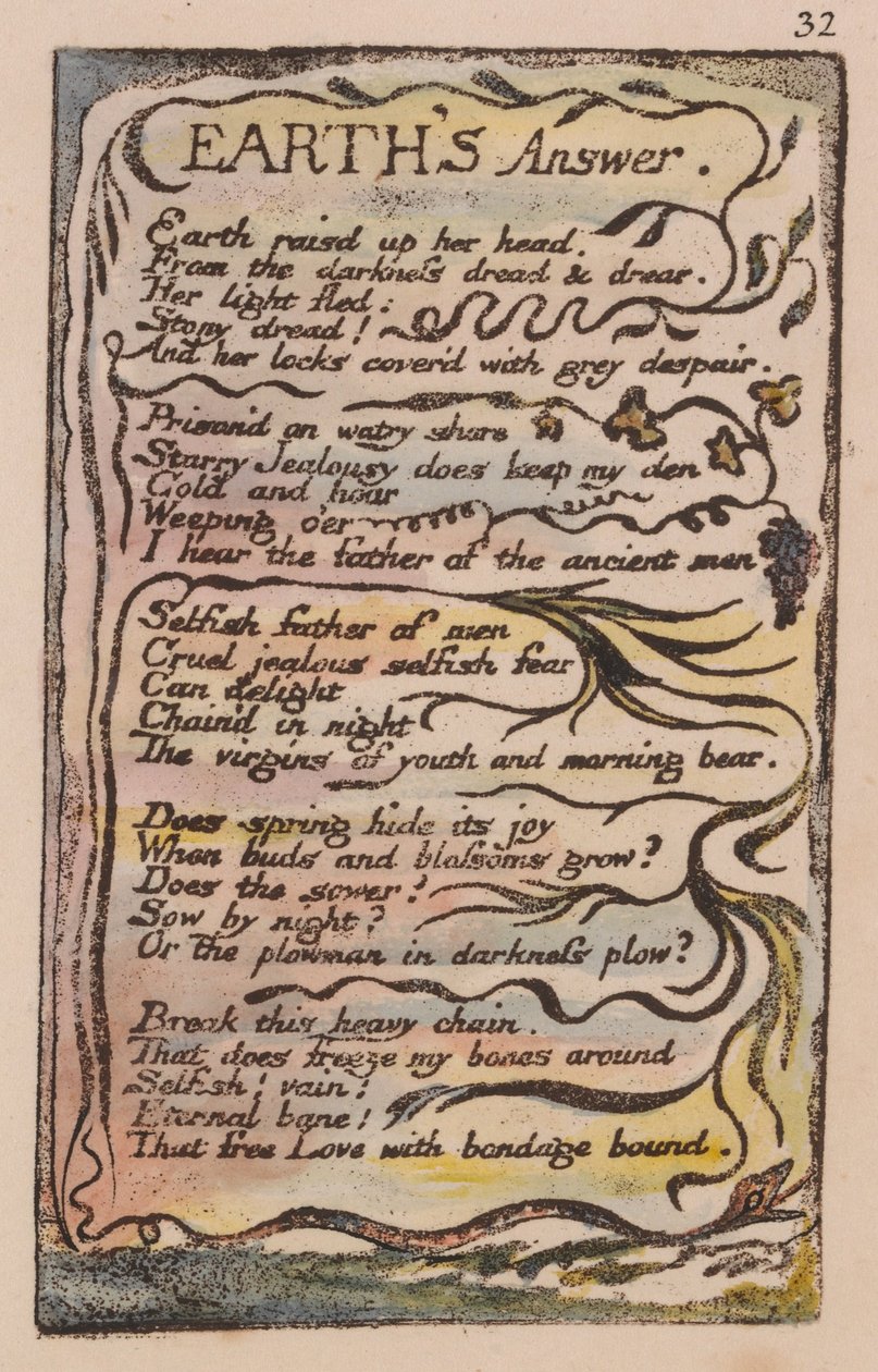 Songs of Innocence and of Experience, Plate 32, Earths Answer (Bentley 31) av William Blake