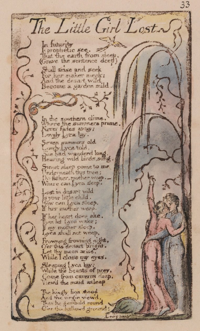 Songs of Innocence and of Experience, Plate 33, The Little Girl Lost (Bentley 34) av William Blake