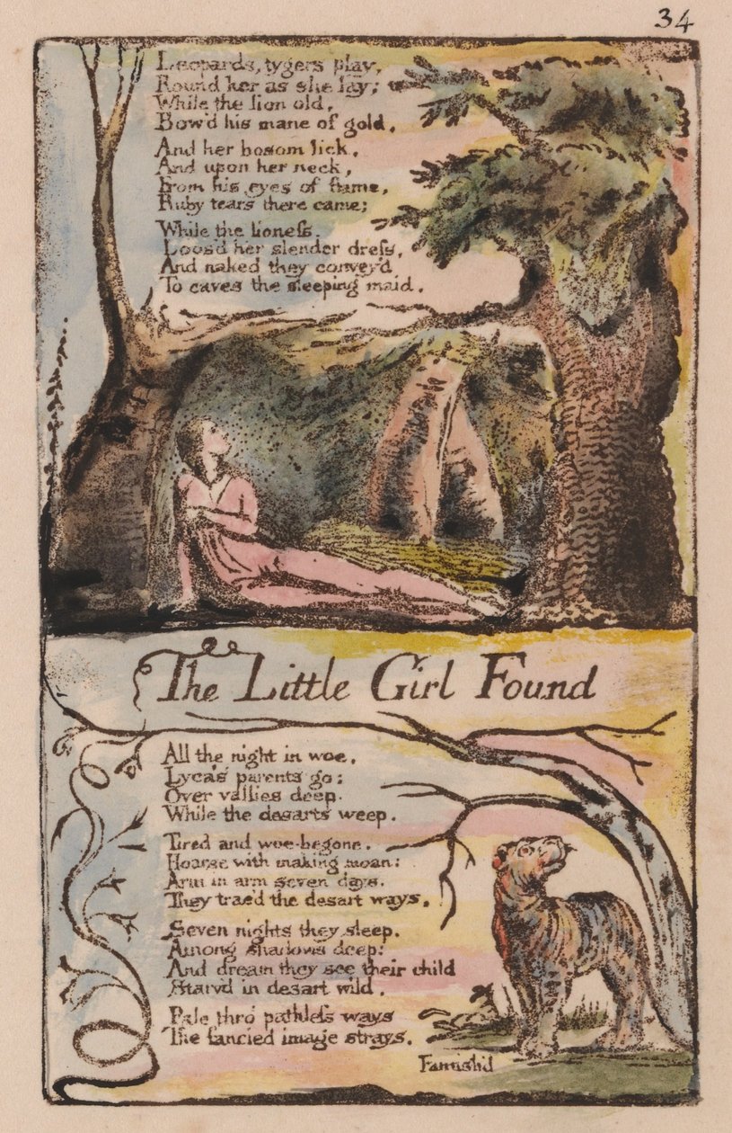 Songs of Innocence and of Experience, Plate 34, The Little Girl Found (Bentley 35) av William Blake