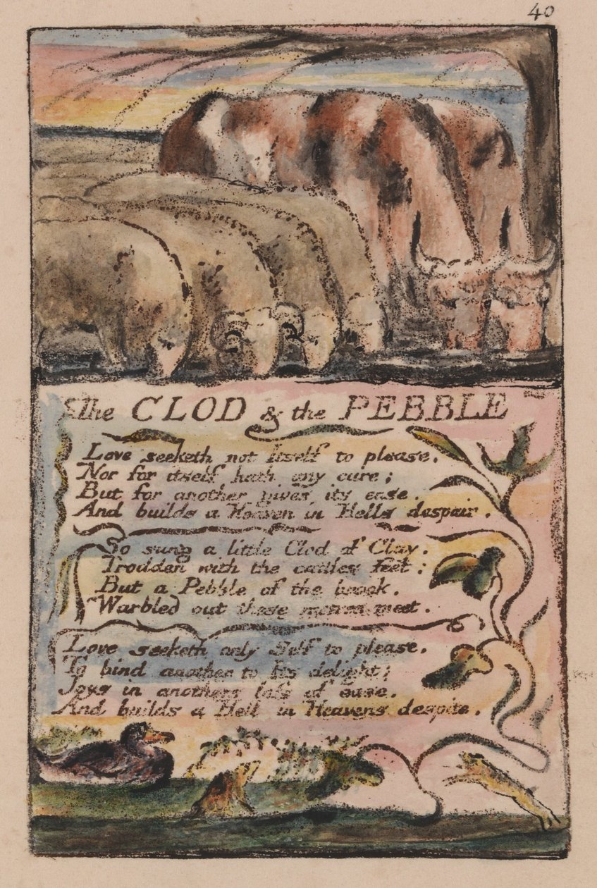 Songs of Innocence and of Experience, Plate 40, The Clod und the Pebble (Bentley 32) av William Blake