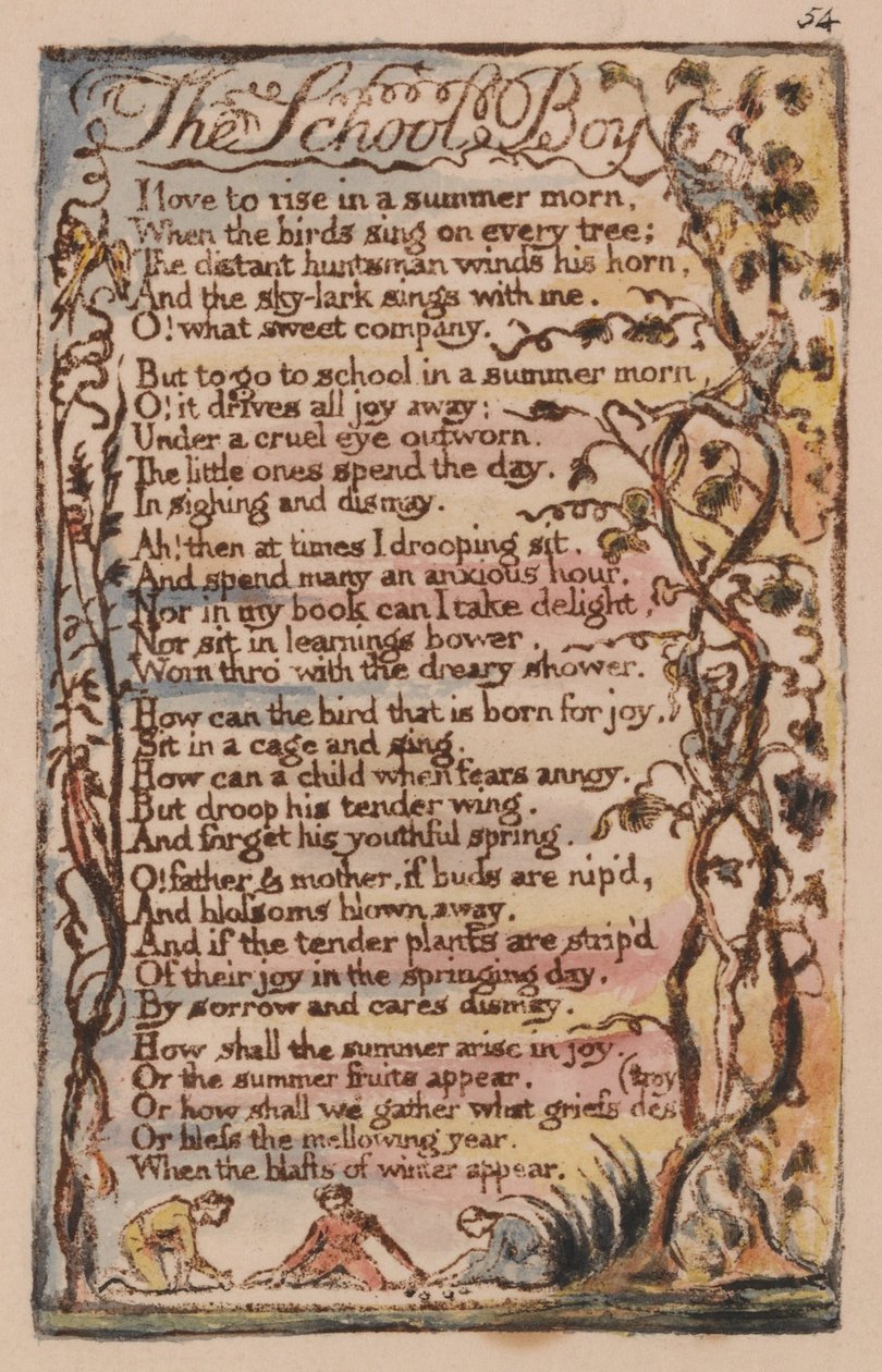 Songs of Innocence and of Experience, Plate 54, The School Boy (Bentley 53) av William Blake
