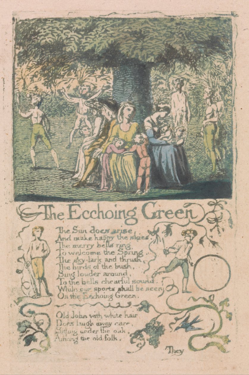 Songs of Innocence and of Experience, Plate 8, The Ecchoing Green (Bentley 6) av William Blake