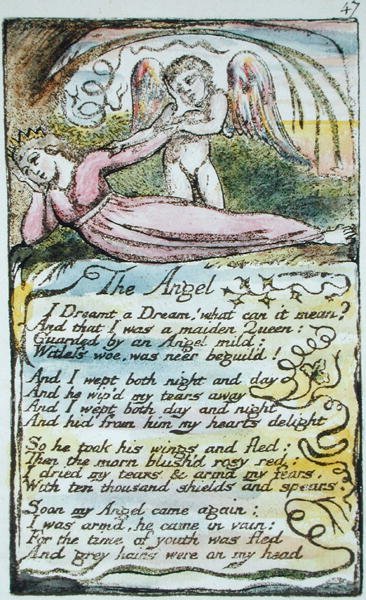 Engelen, plate 47 (Bentley 41) fra Songs of Innocence and of Experience (Bentley Copy L) 1789-94 (hevet etsning med penn og wc) av William Blake