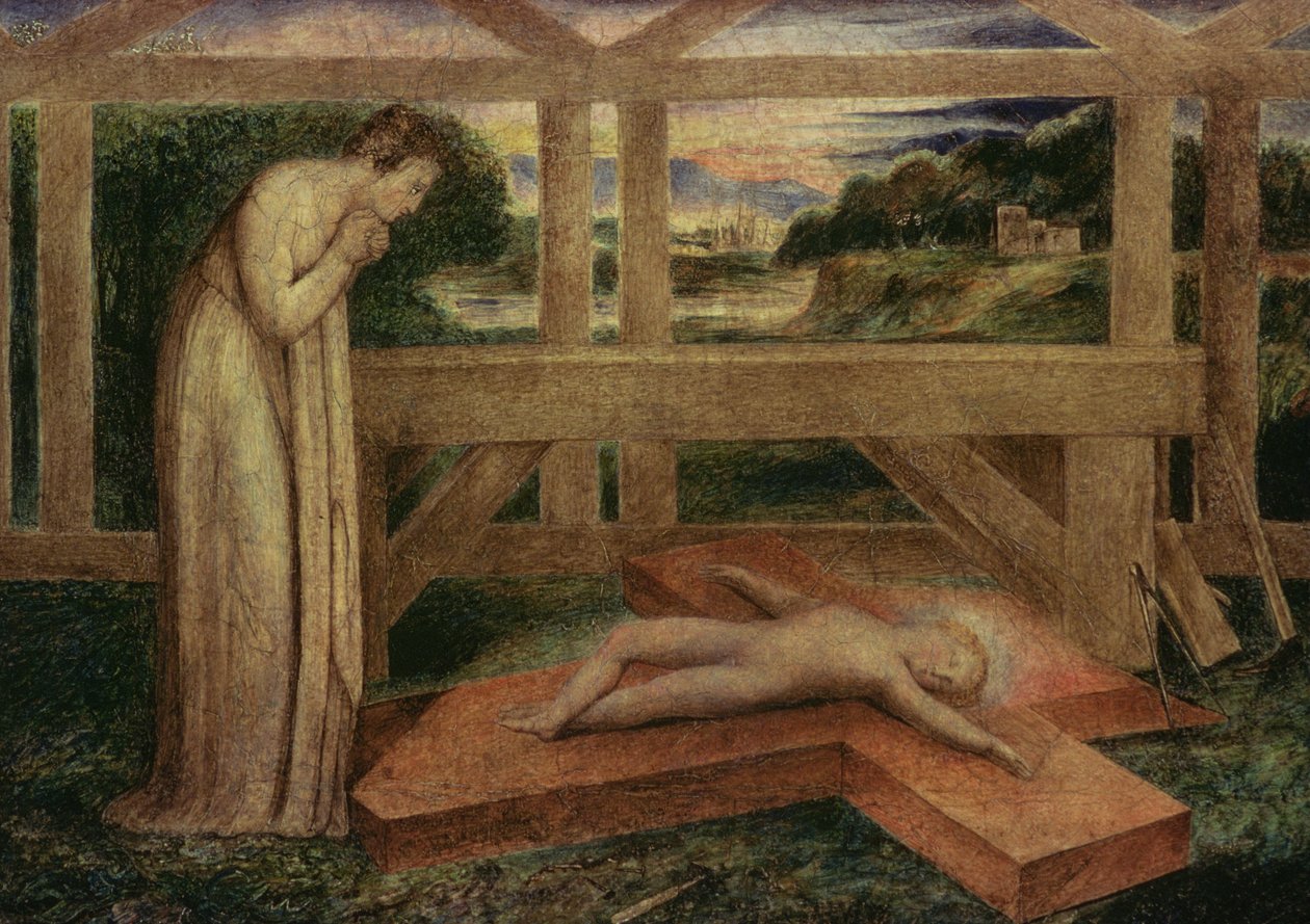 Kristusbarnet sover på et kors, ca. 1799-1800 (tempera på lerret) av William Blake