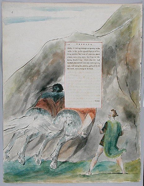 The Fatal Sisters, design 70 fra The Poems of Thomas Gray, 1797-98 (wc med penn og blekk på papir) av William Blake