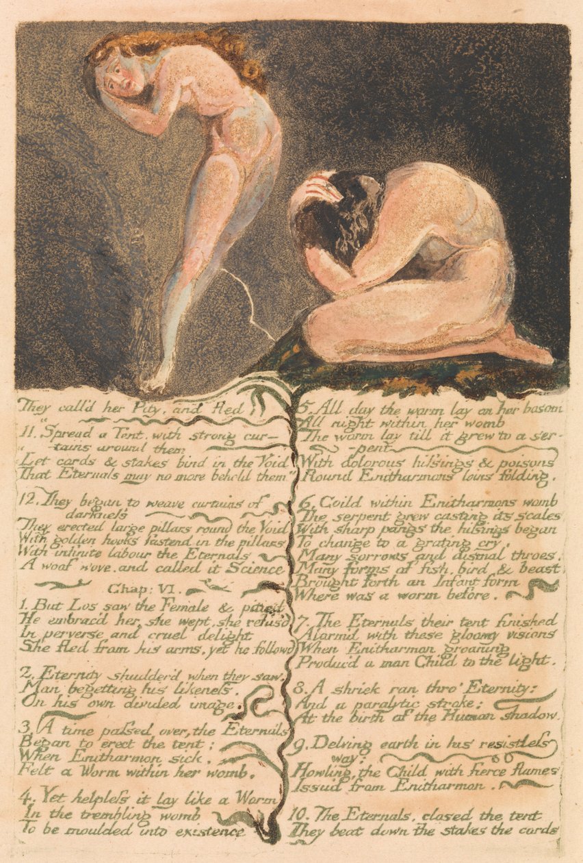 Den første boken til Urizen, plate 17, De kalte henne synd og flyktet. . . . (Bentley 19) av William Blake